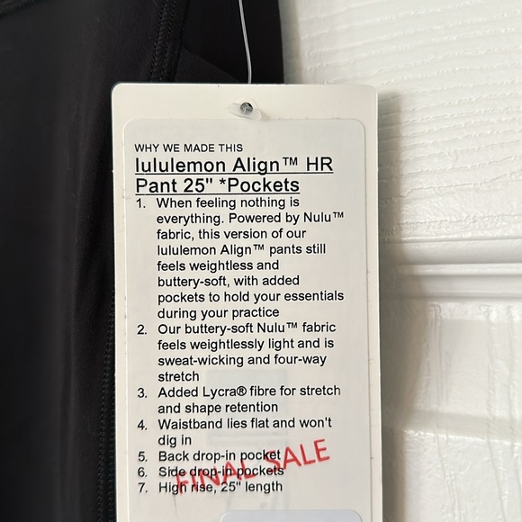 LULULEMON Black Align HR Pant 25” Pockets Hawaii Islands Waikiki Leggings 6  🖤 - Picture 7 of 7